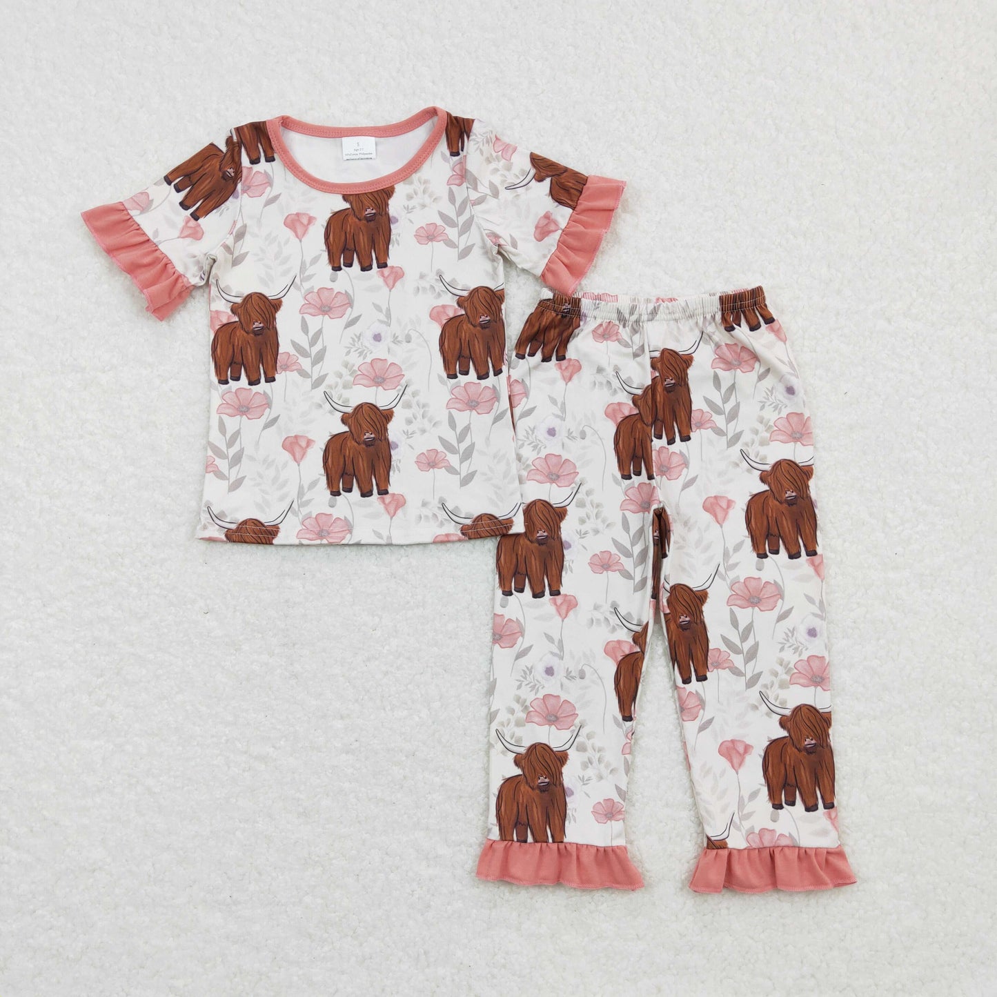 Floral Cow Short Sleeve pajamas