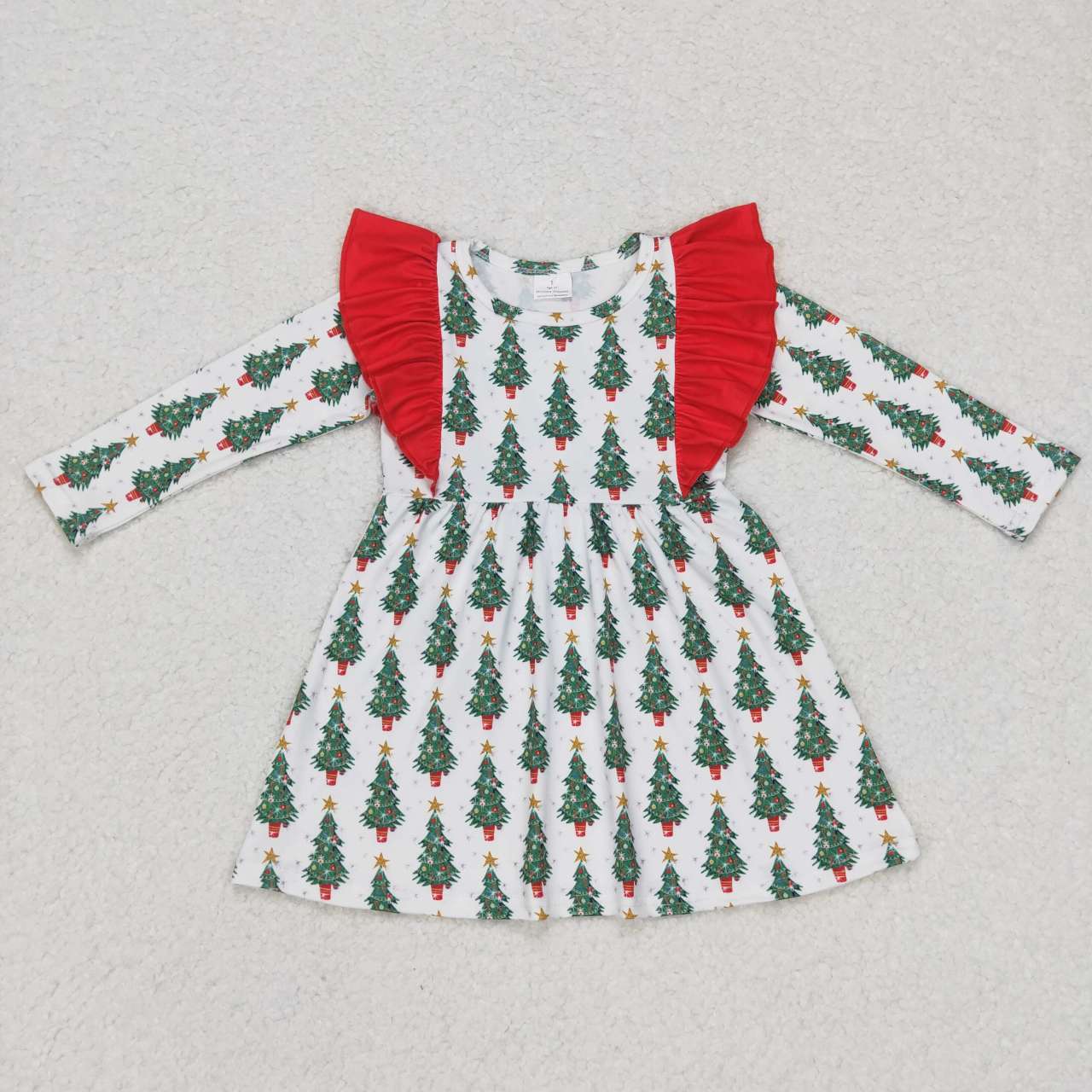 Christmas Tree Print Long Sleeve Dress