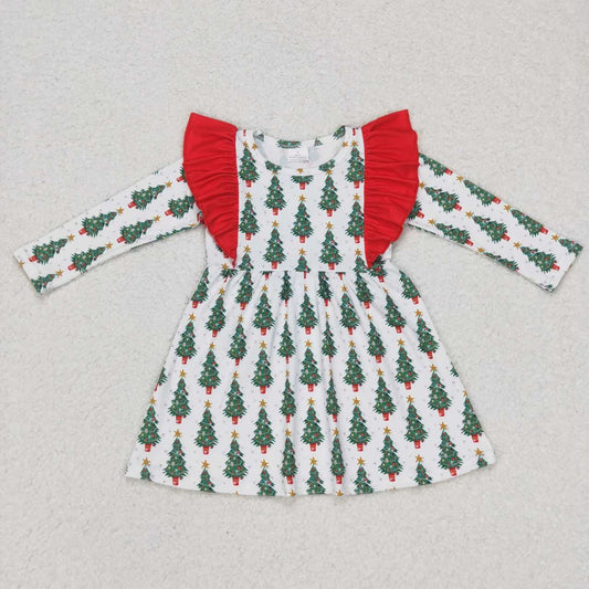 Christmas Tree Print Long Sleeve Dress