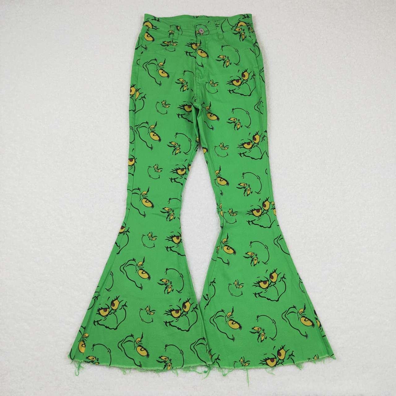 Christmas Green Cartoon Adult Bell-bottom jeans