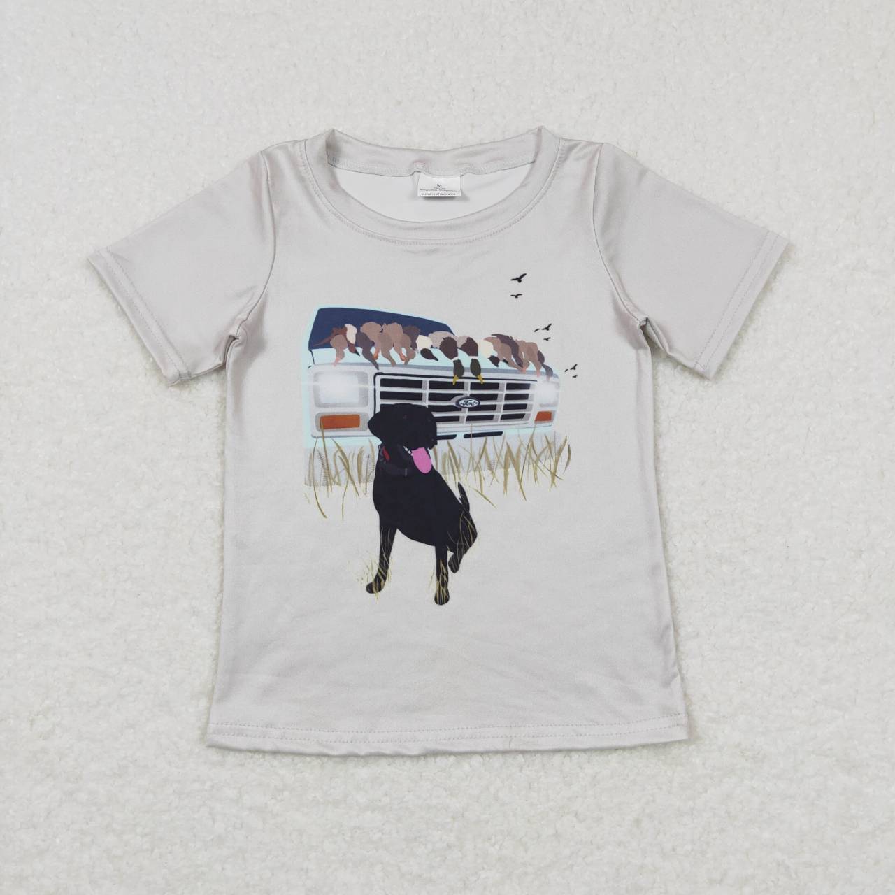 Duck Dog Print Cartoon Short Shirt