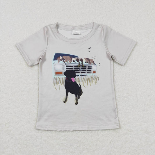 Duck Dog Print Cartoon Short Shirt
