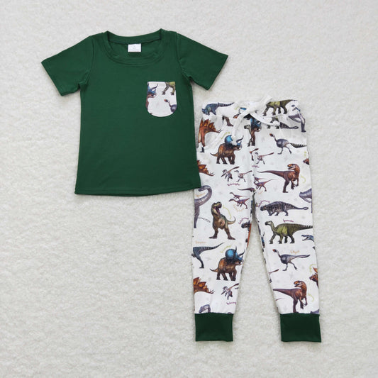 Green Dinosaur Print Boy Set