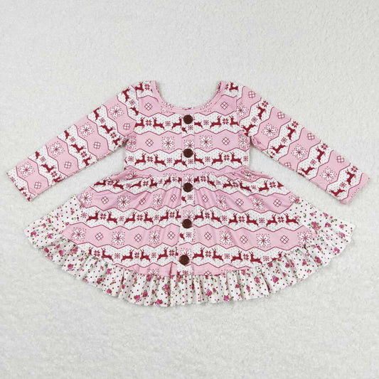 Christmas Pink Deer Big Skirt