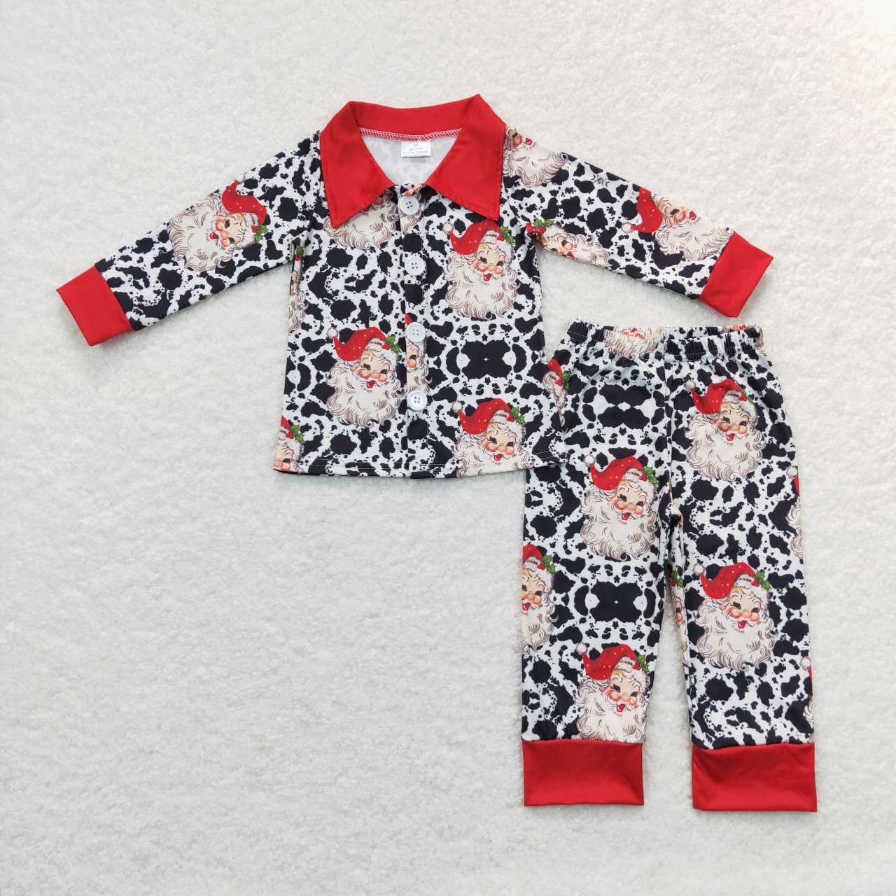 Christmas Leopard Santa No Ruffle Pajamas