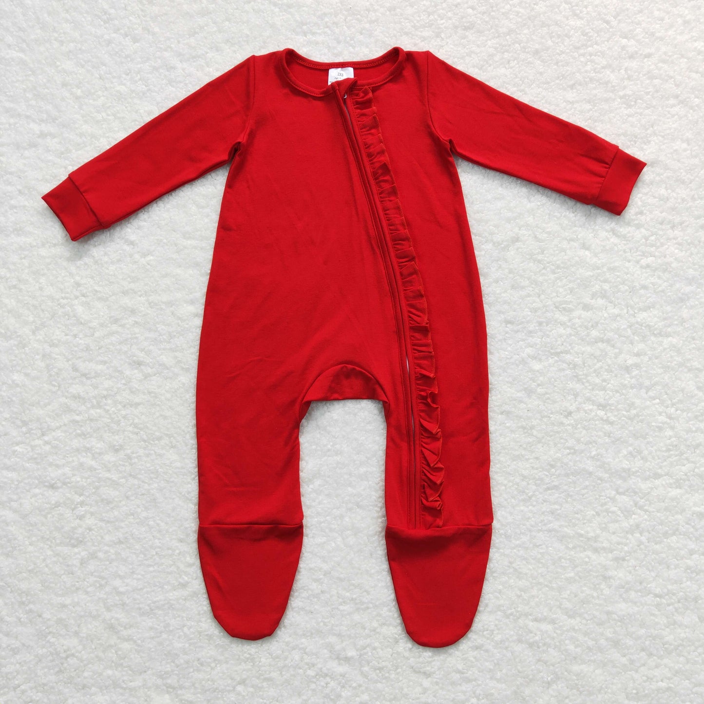 Soild Red Baby Romper With zipper