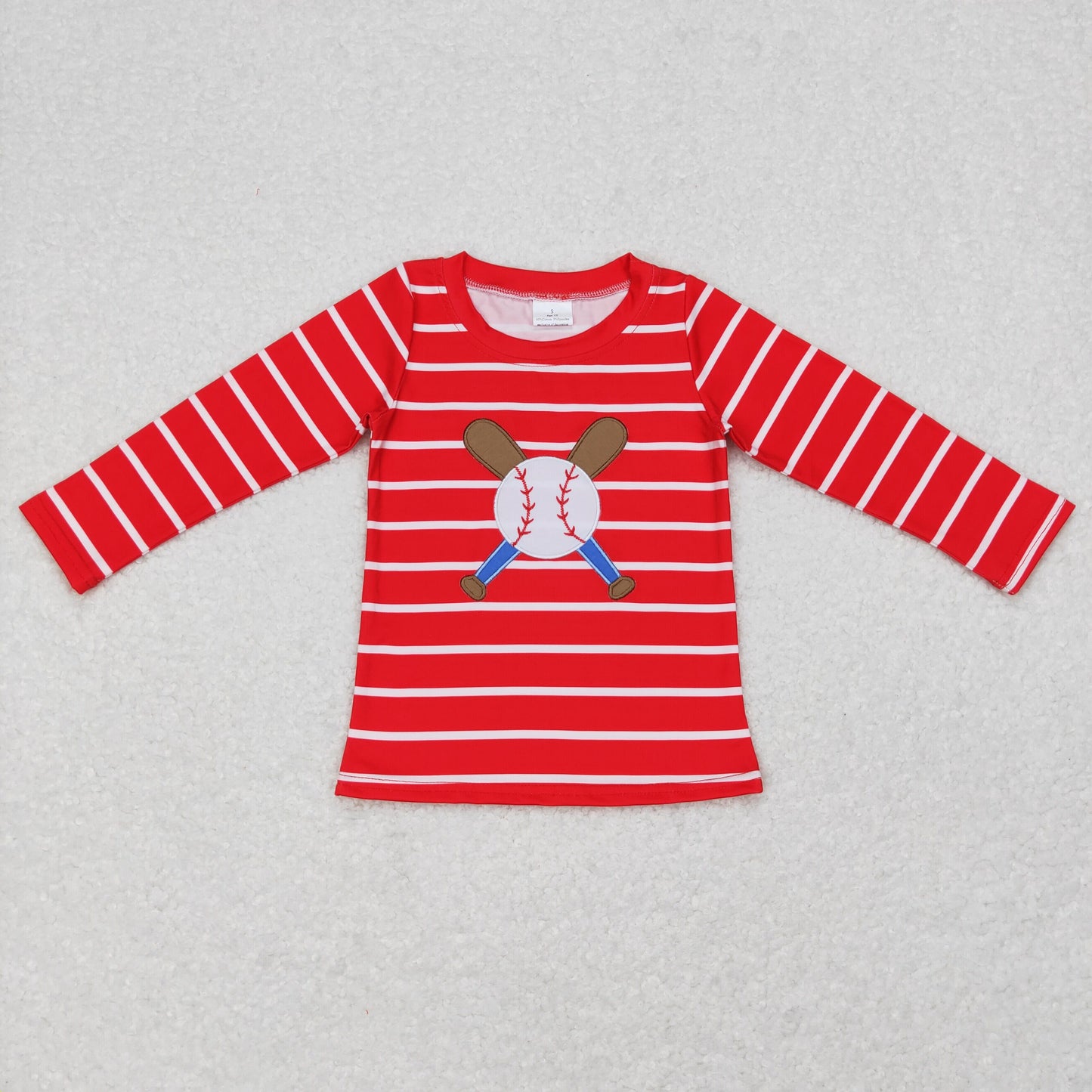 Christmas Red Stripe embroidery Baseball Shirt