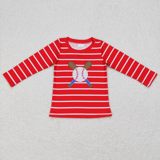 Christmas Red Stripe embroidery Baseball Shirt