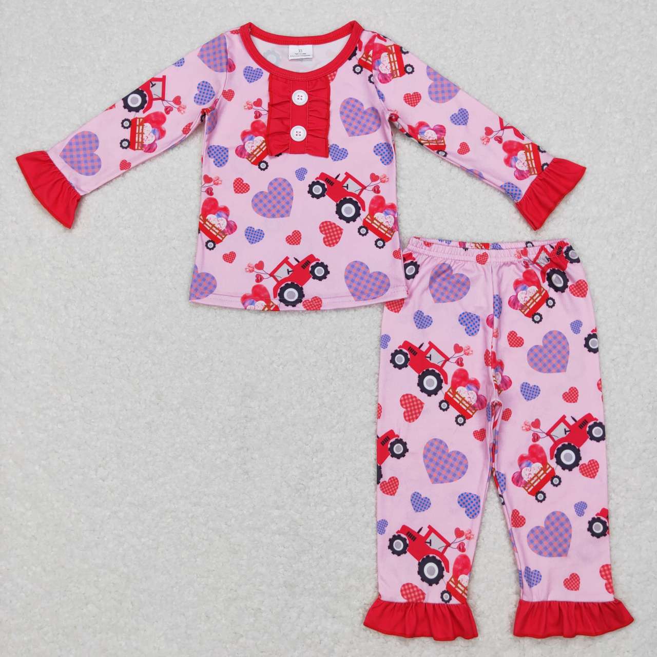 Valentine's Day Pink Car Long Sleeve Pants Pajamas