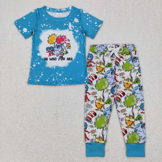Blue Cartoon Print Print Boy Set