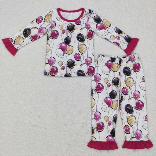 Happy New Year Colorful balloon long sleeve pajamas
