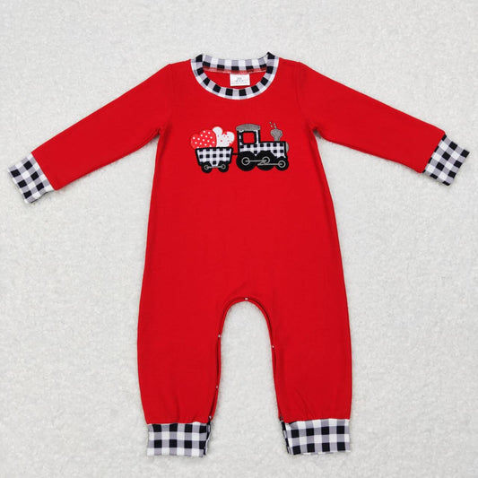 Valentine's Day Embroidery Red Cartoon Long Sleeve Baby Romper