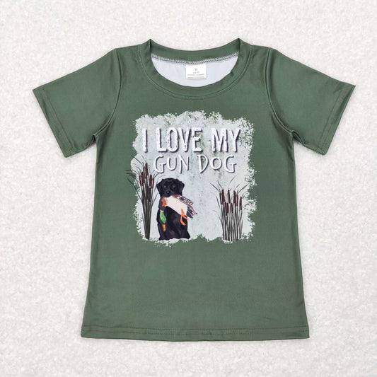 Green I LOVE GUN DOG Girls Cartoon Shirt