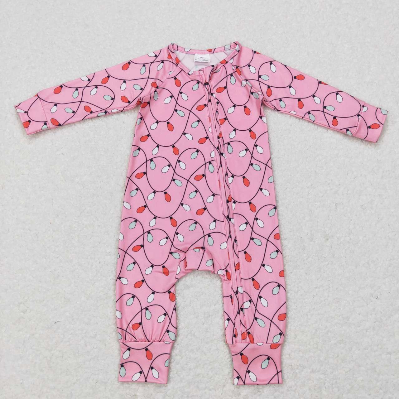 Christmas Pink light Baby Romper With zipper