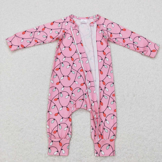 Christmas Pink light Baby Romper With zipper