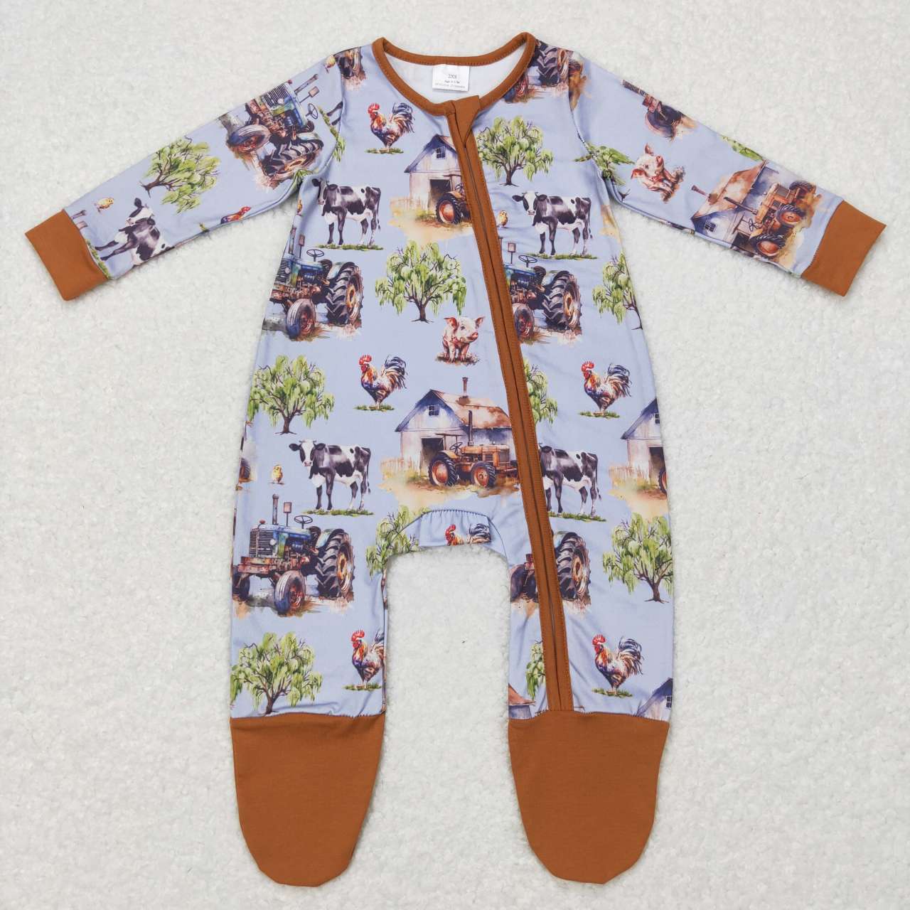 brown Animal Baby Romper With zipper