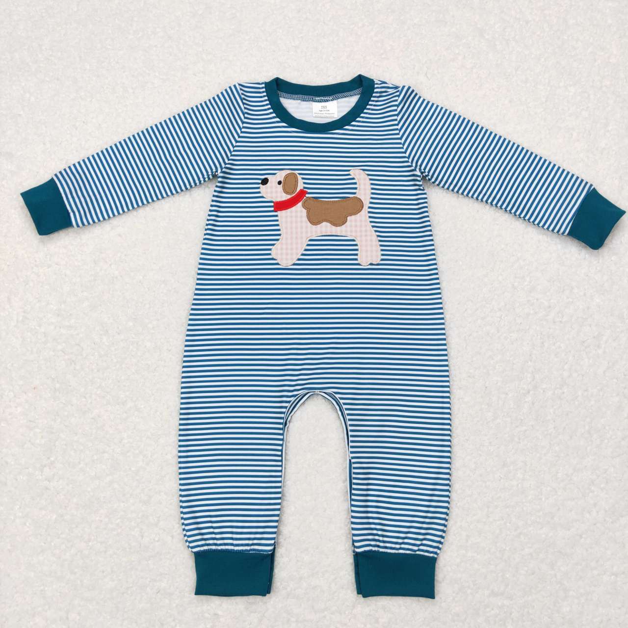 Blue Stripe Dog Baby Romper