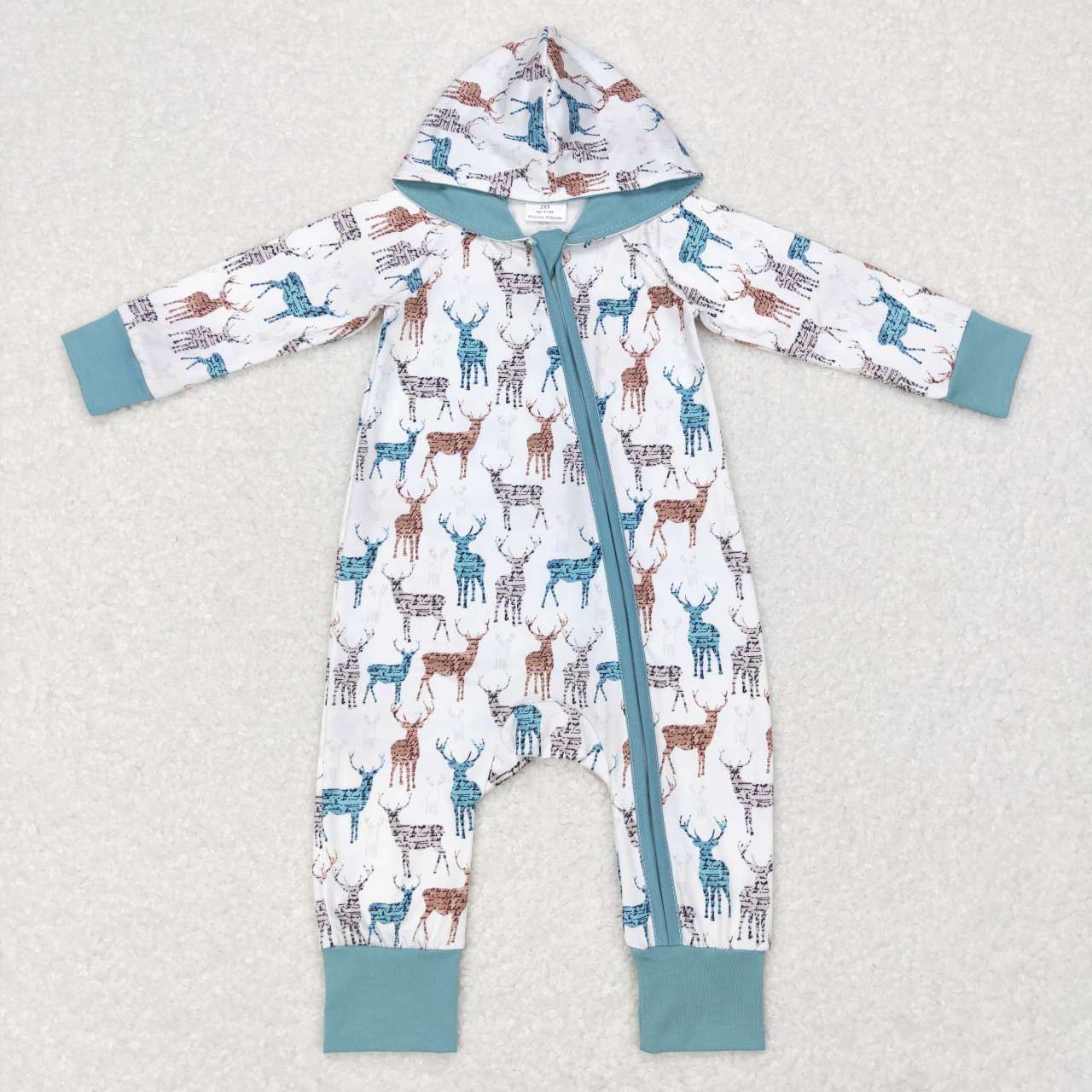 Deer Print With Zipper long sleeves romper