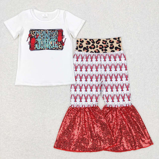 lobster Print Bottom Sequin Bell Pants Outfit