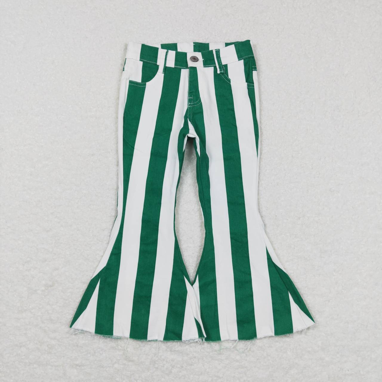 Green White Stripe Bell Jeans