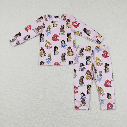 Pink princess long sleeve pajamas