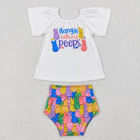 easter Egg Short Sleeve Girls Bummies