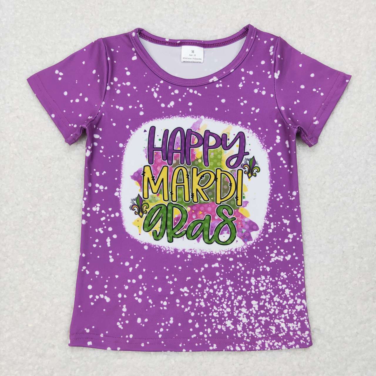 Happy Mardi Gras Purple Print Short Shirt