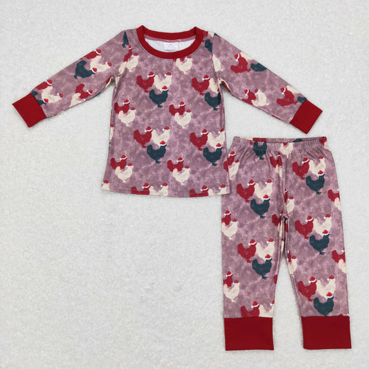 chicken print long-sleeve pants pajamas