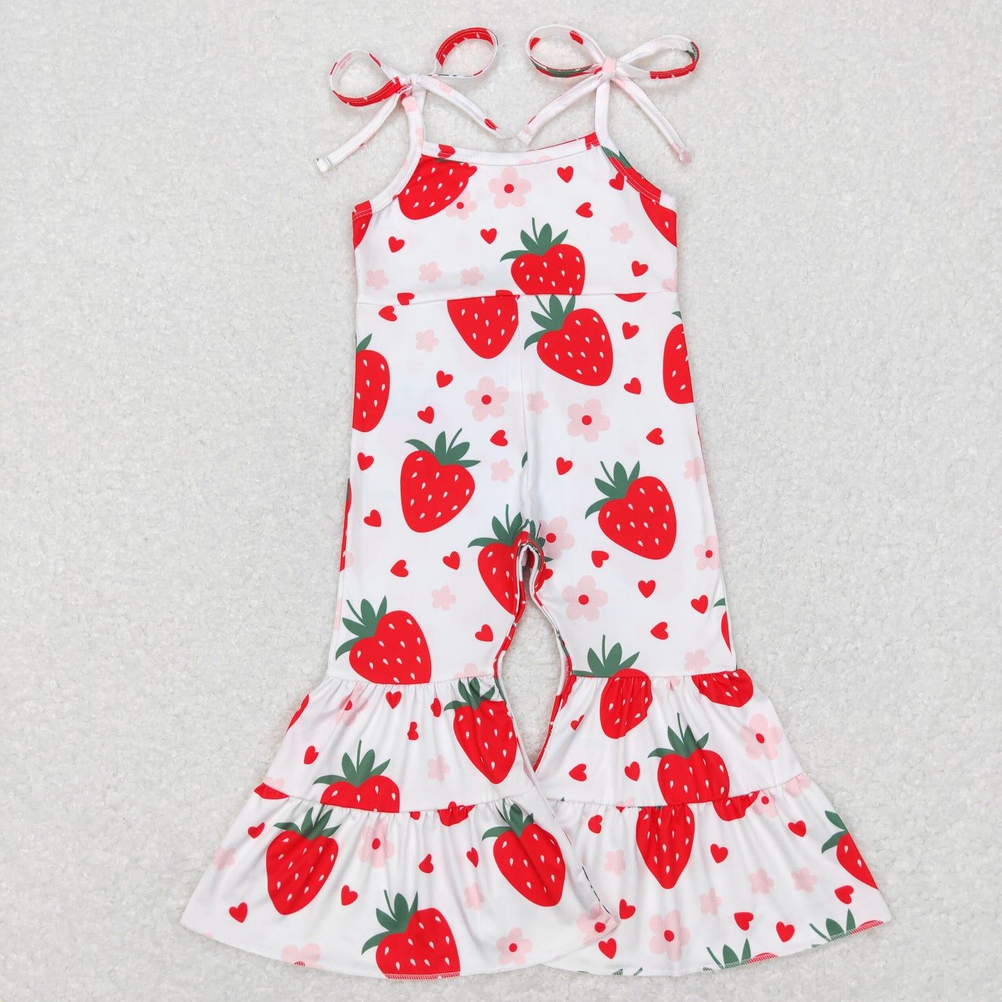 strawberry Print Tier Jumpsuit