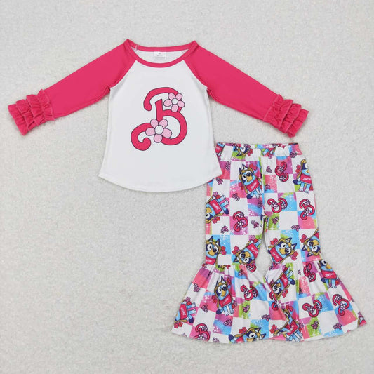 Pink Cartoon floral Girls Set