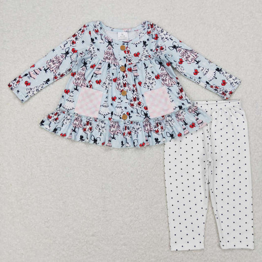 Christmas Tree Snowman With Pocket Long Sleeve Pants Set