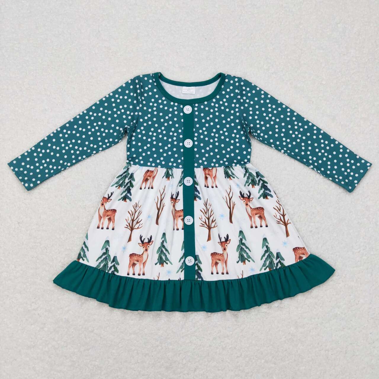 Christmas Deer Cartoon Long Sleeves Dress