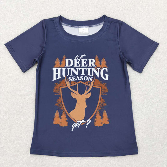 Blue Deer Print Short Shirt