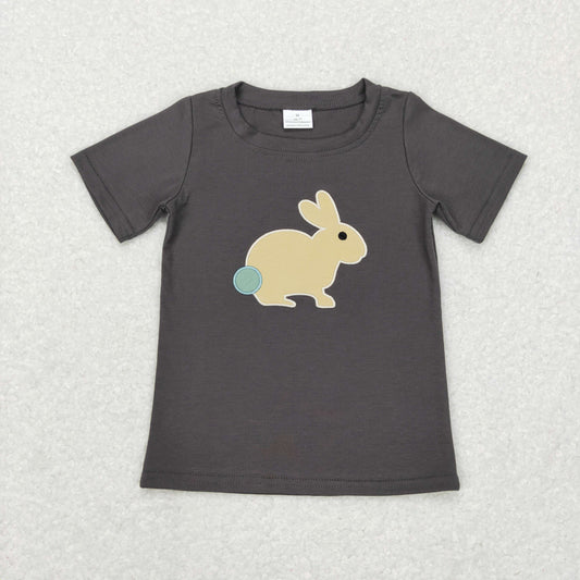 Easter Grey Embroidery Bunny Long sleeve Shirt