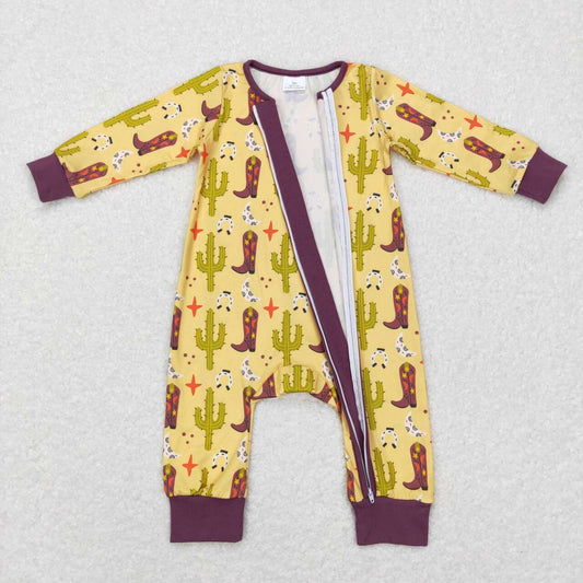 cactus Cow Print Baby Romper With zipper