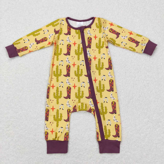 cactus Cow Print Baby Romper With zipper