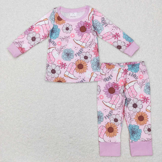 Pink flowers Boot Long Sleeve pajamas