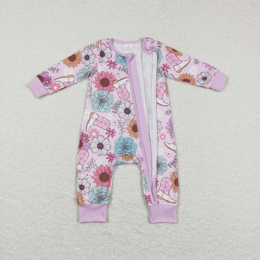 Pink floral Romper With zipper