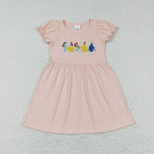 Embroider Princess Print Short Girls Dress