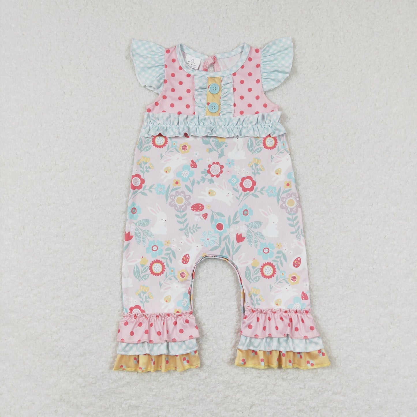 Pink floral Short Sleeve baby girls romper