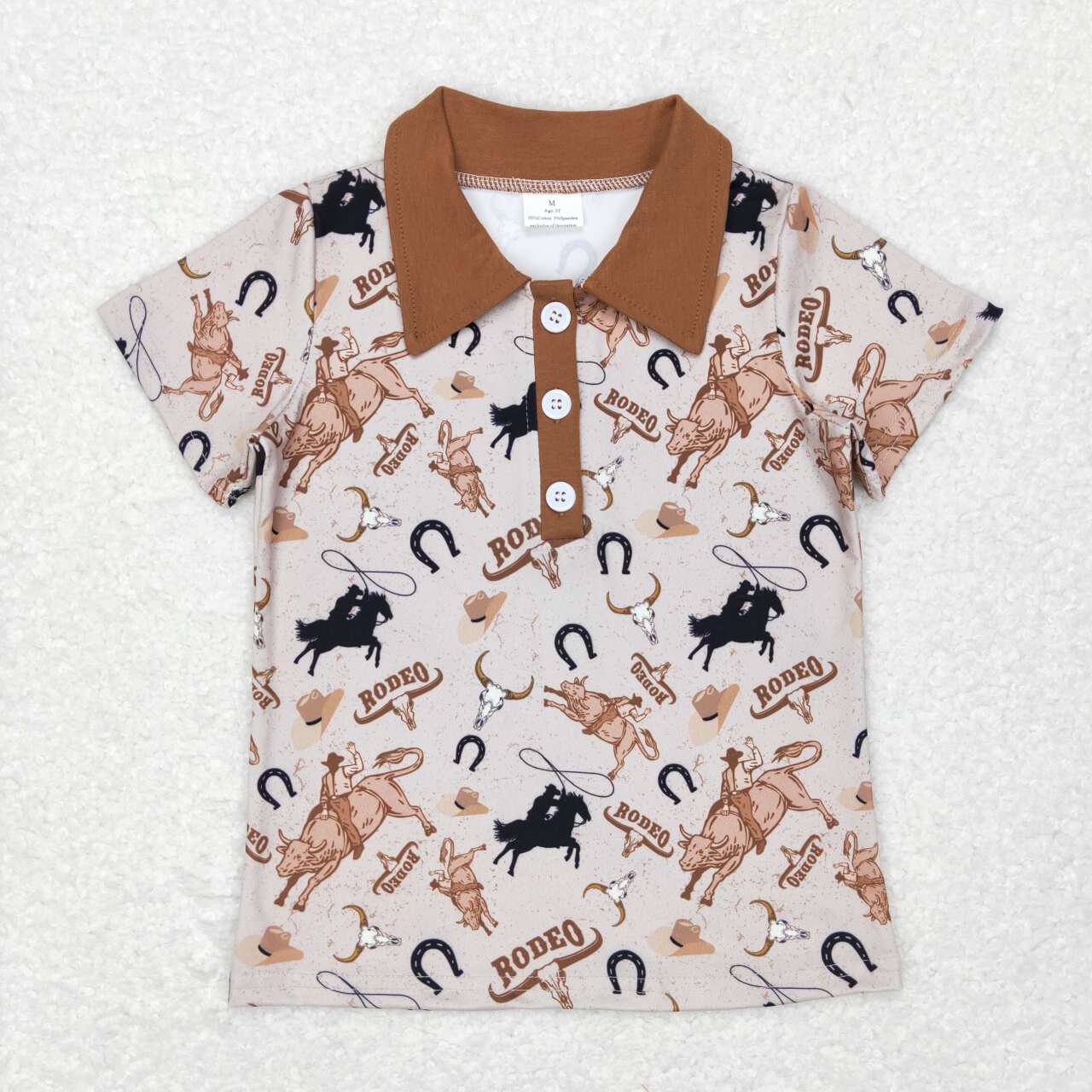 western Cowboy Print with buttons Short Sleeve Shirt