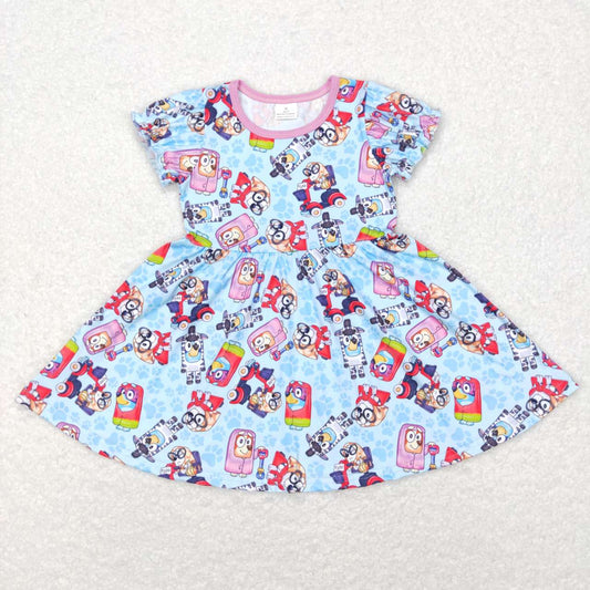 Purple Cartoon Dog Girls Dress
