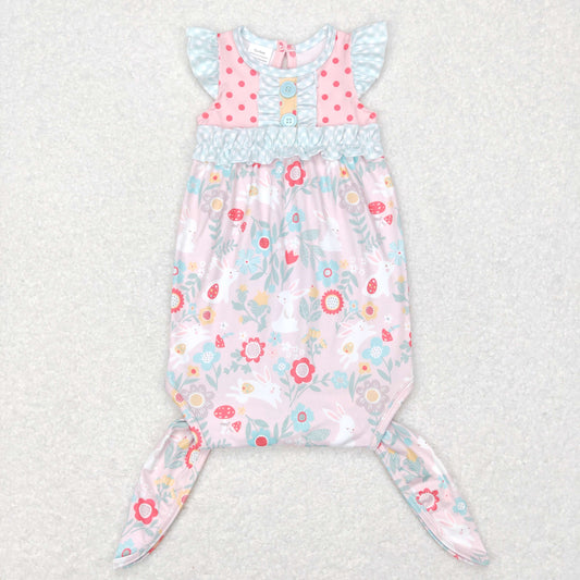 Easter Pink floral Bunny Baby Gown