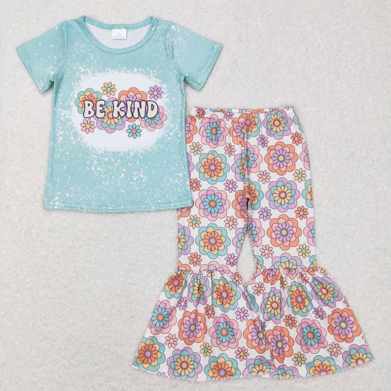 Blue BE KIND floral Girls Set