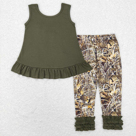 Green Camo Ruffle Pants Set