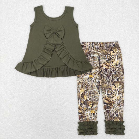 Green Camo Ruffle Pants Set