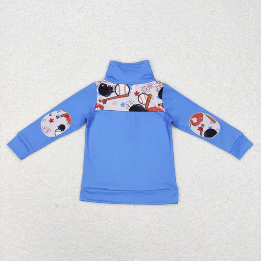 Blue Baseball Long Sleeve Pullover