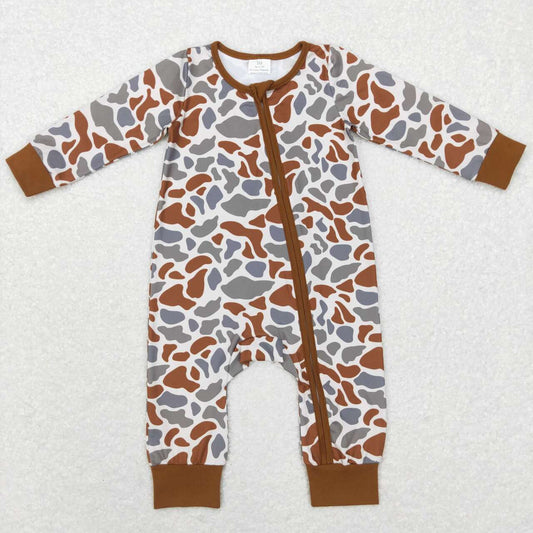 Brown Camo Baby Romper With zipper