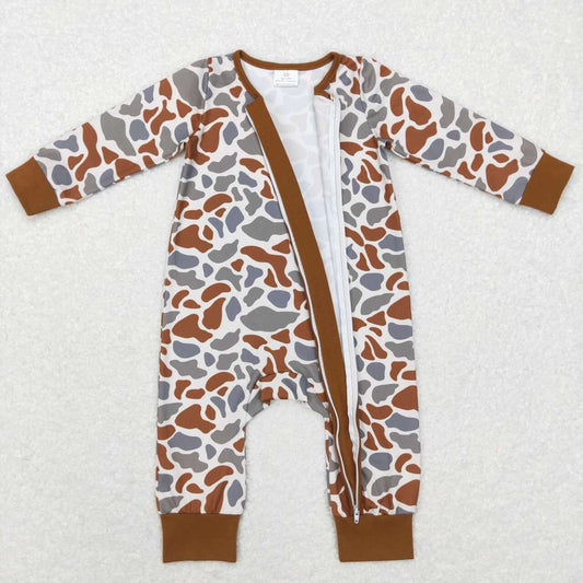 Brown Camo Baby Romper With zipper