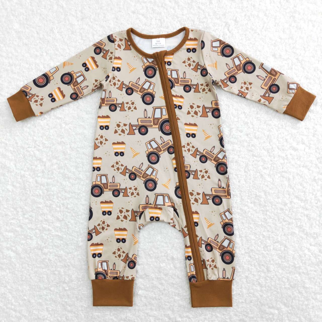 Brown Car With Zipper Baby Romper